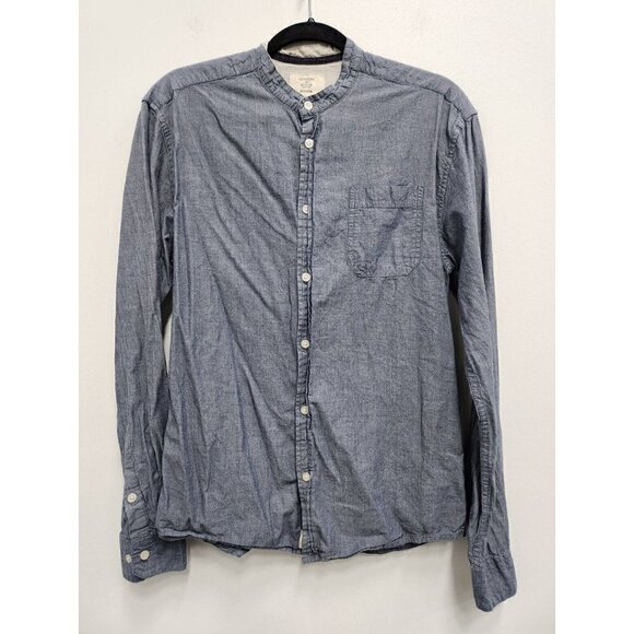 ARTISTRY In Motion Mens Shirt Medium Gray Chambray Cotton Long Sleeve Button Up - Picture 1 of 7